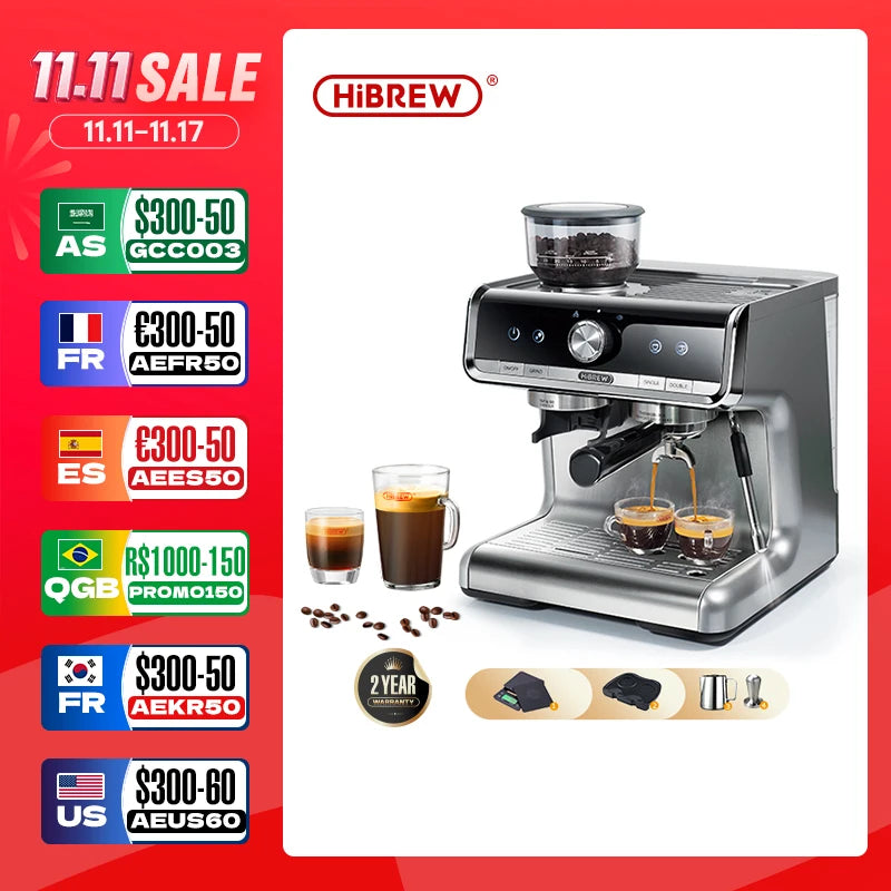 HiBREW Barista Pro 19Bar Bean to Espresso Coffee Machine